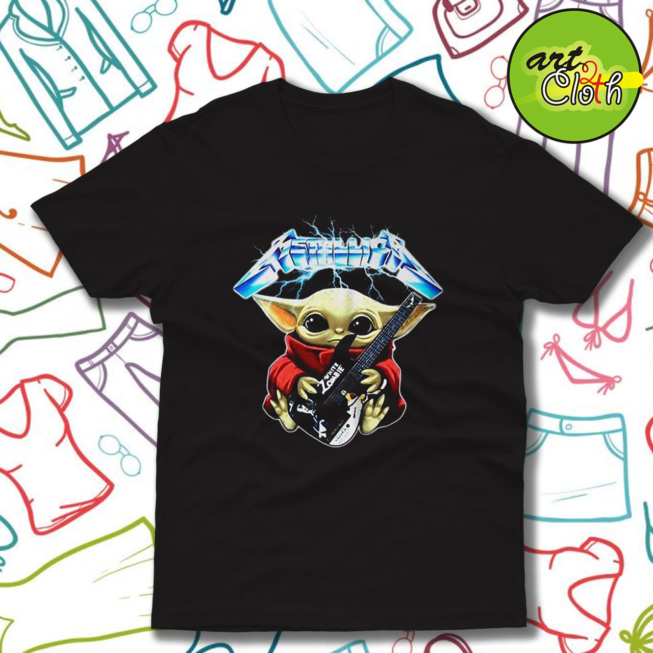 Baby Yoda Hug Metallica Guitar T Shirt