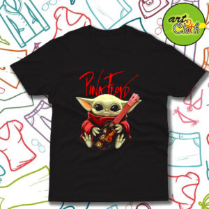 Baby Yoda Hug Pink Floyd Guitar T Shirt