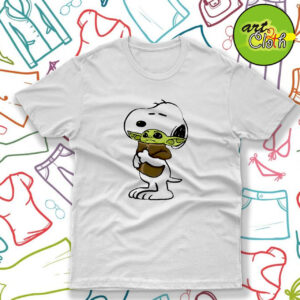 Snoopy Hugging Baby Yoda Star Wars T Shirt