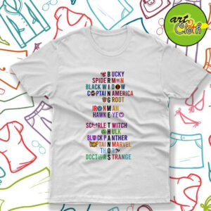 The Avengers Characters Name White T Shirt