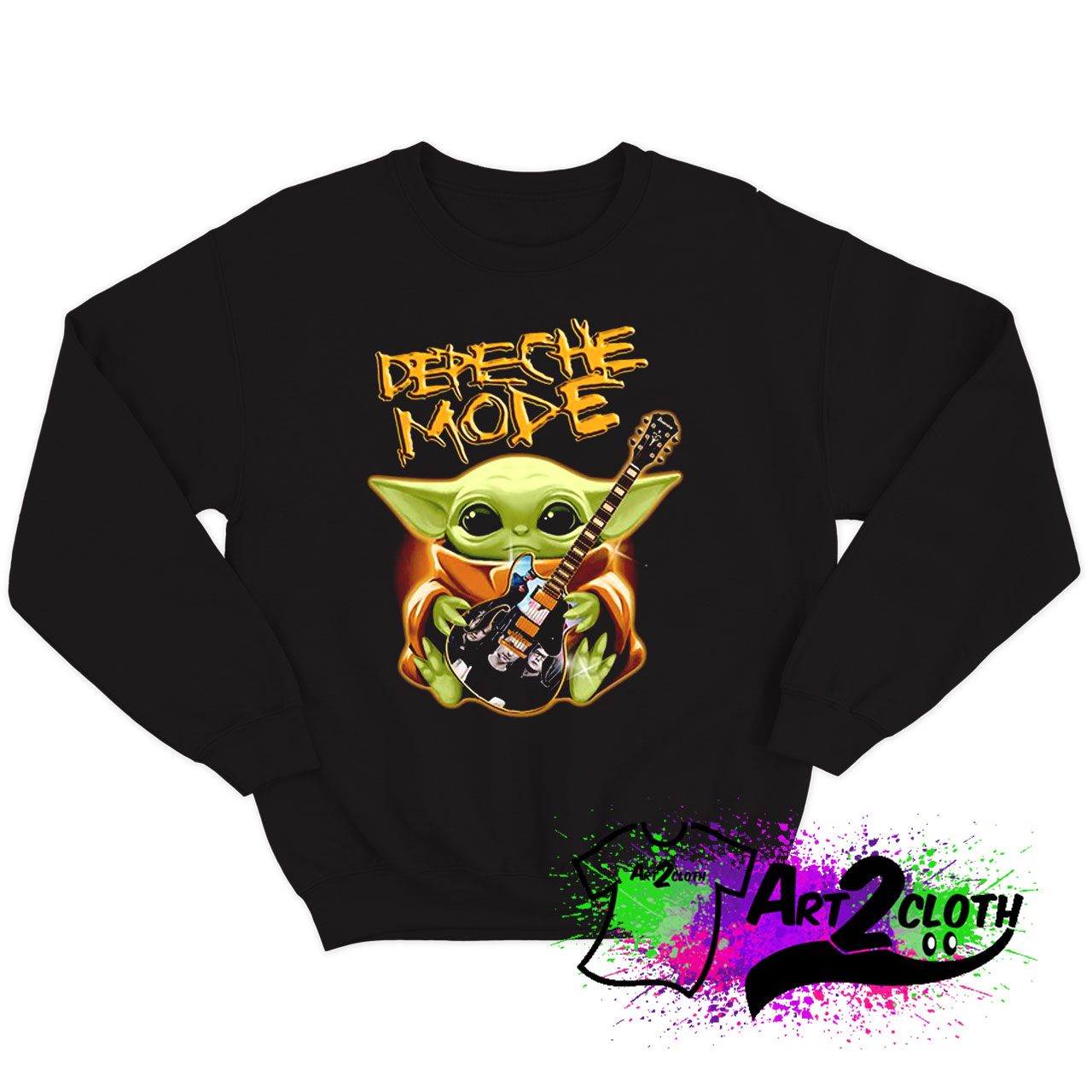 Baby Yoda Hug Depeche Mode Guitar Sweatshirt