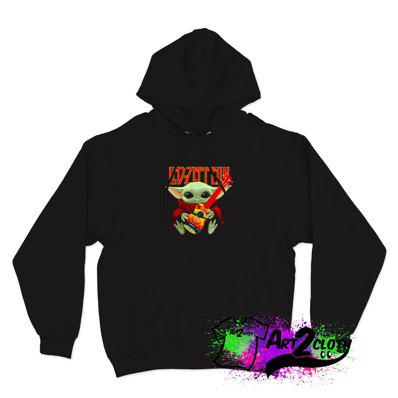 Baby Yoda Hug Ledzeppelin Guitar Hoodie