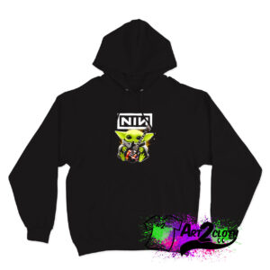 Baby Yoda hug Nine Inch Nails guitar Hoodie