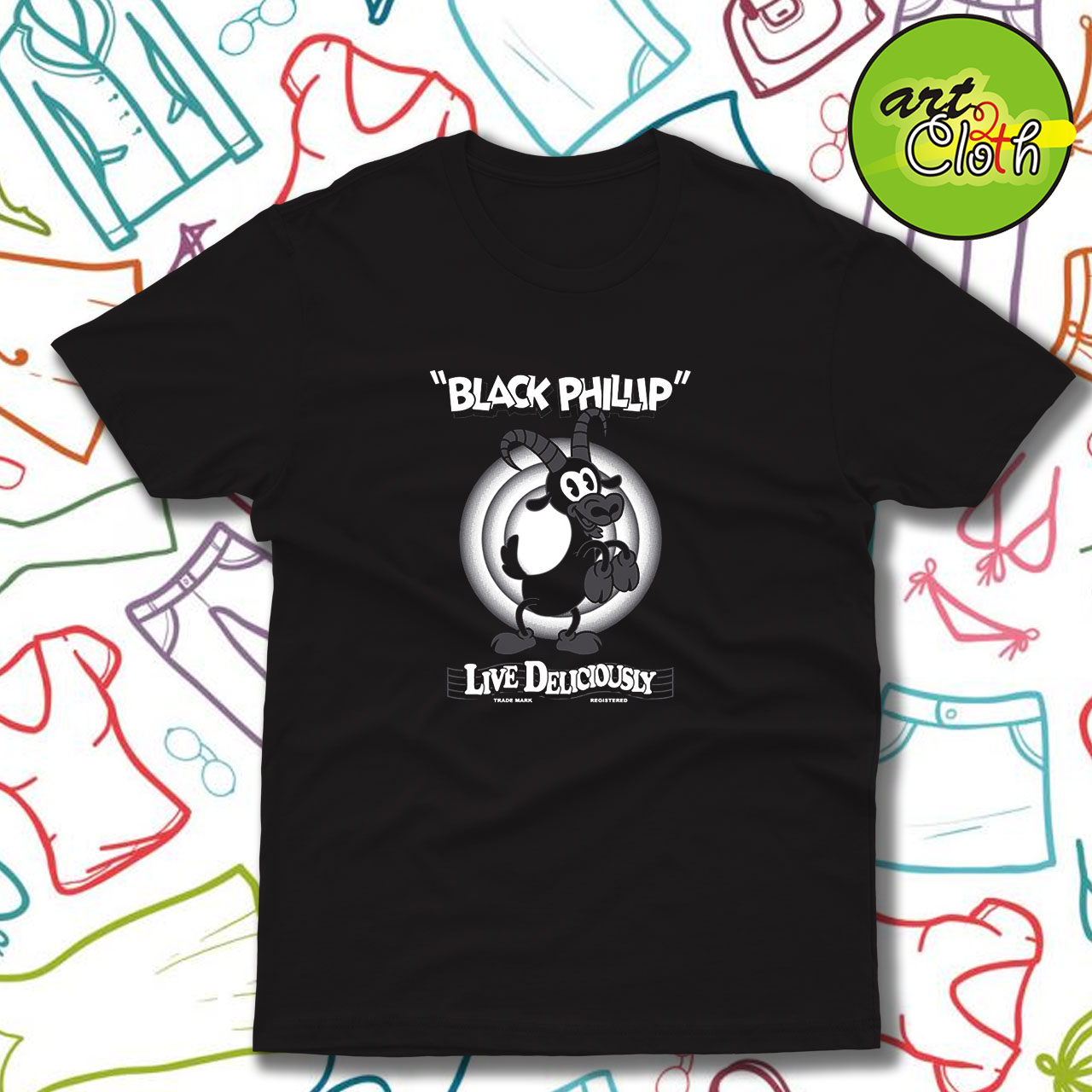 Black Phillip Vintage Cartoon Goat Occult Witch Live Deliciously Funny T Shirt