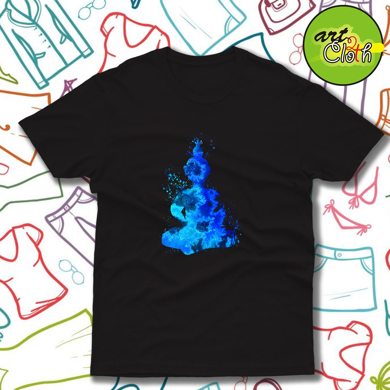 Blue Buddha Silhouette Funny T Shirt