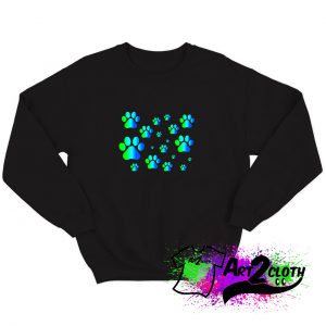 Blue Green Ombre Pawprint Pattern Sweatshirt