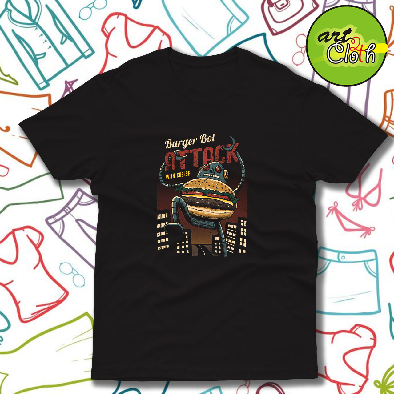 Burger Bot Funny T Shirt