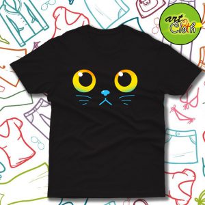 Curious Black Cat Eyes Funny T Shirt