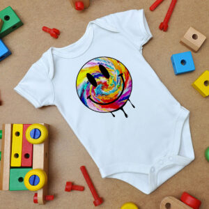 Acid Dripping Smiley Face Tie Dye Baby Onesie