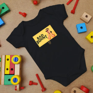 Bad Bunny Black And Yellow Baby Onesie