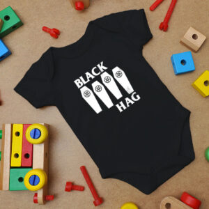 Black Hag Witch Occult Goth Distressed Punk Baby Onesie