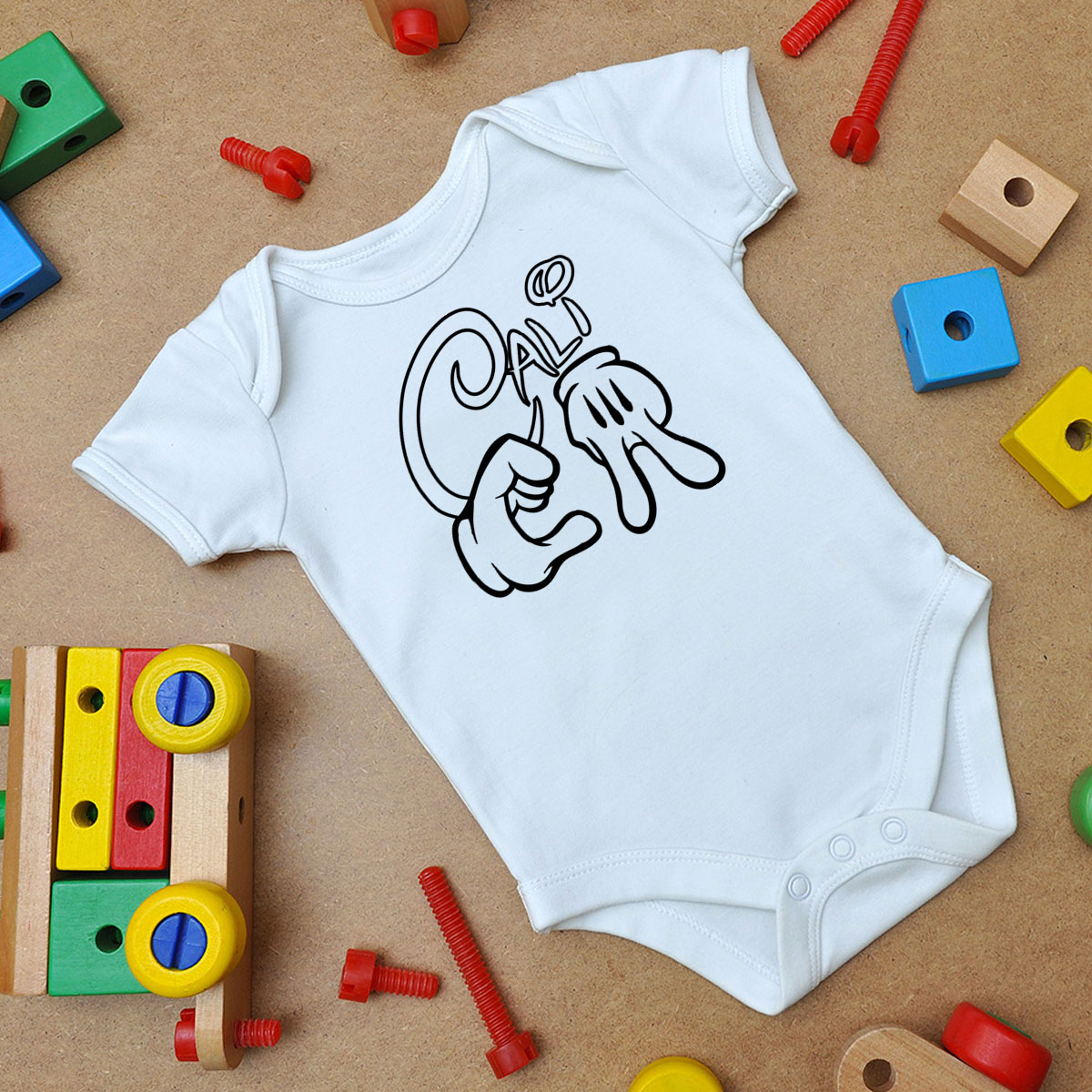 California Mickey Hands Baby Onesie