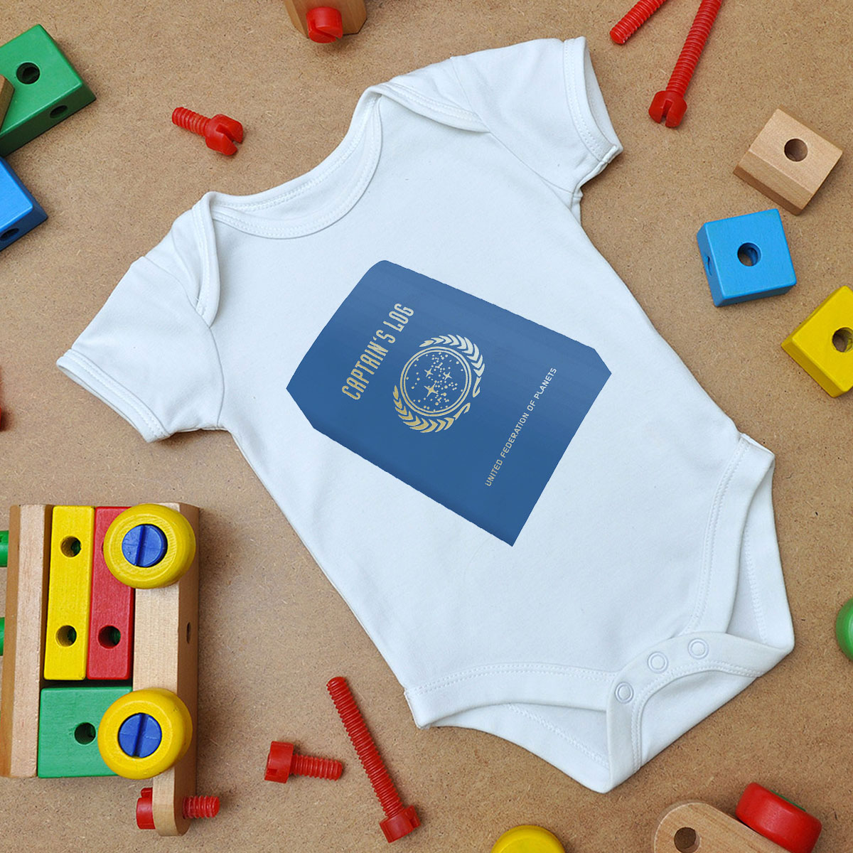 Star Trek Captain'S Log Pocket Notebook Baby Onesie