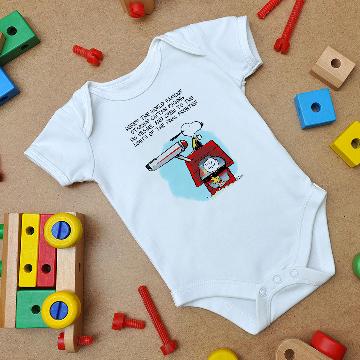 Star Trek Snoopy And Woodstock Baby Onesie