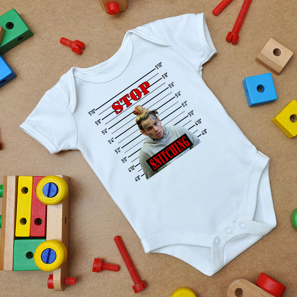 Stop Snitching Tekashi 6Ix9Ine Baby Onesie