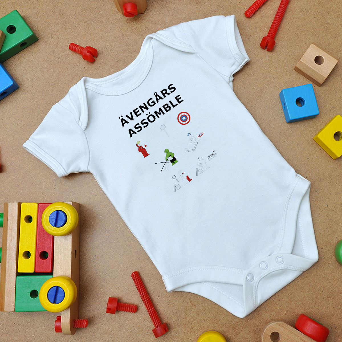 Superheroes Assembling Baby Onesie