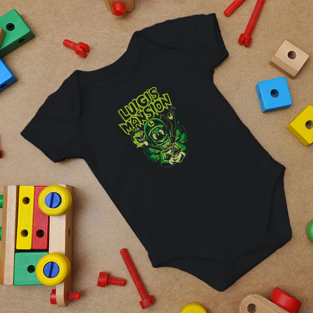 Sweet Screams Luigi Mansion Baby Onesie