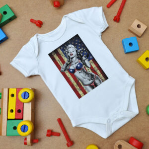 Vintage Marilyn Monroe Bikini American Flag Baby Onesie