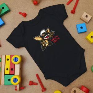 We'Re Here Gremlins Stripe Stitch 80'S Cult Movie Baby Onesie