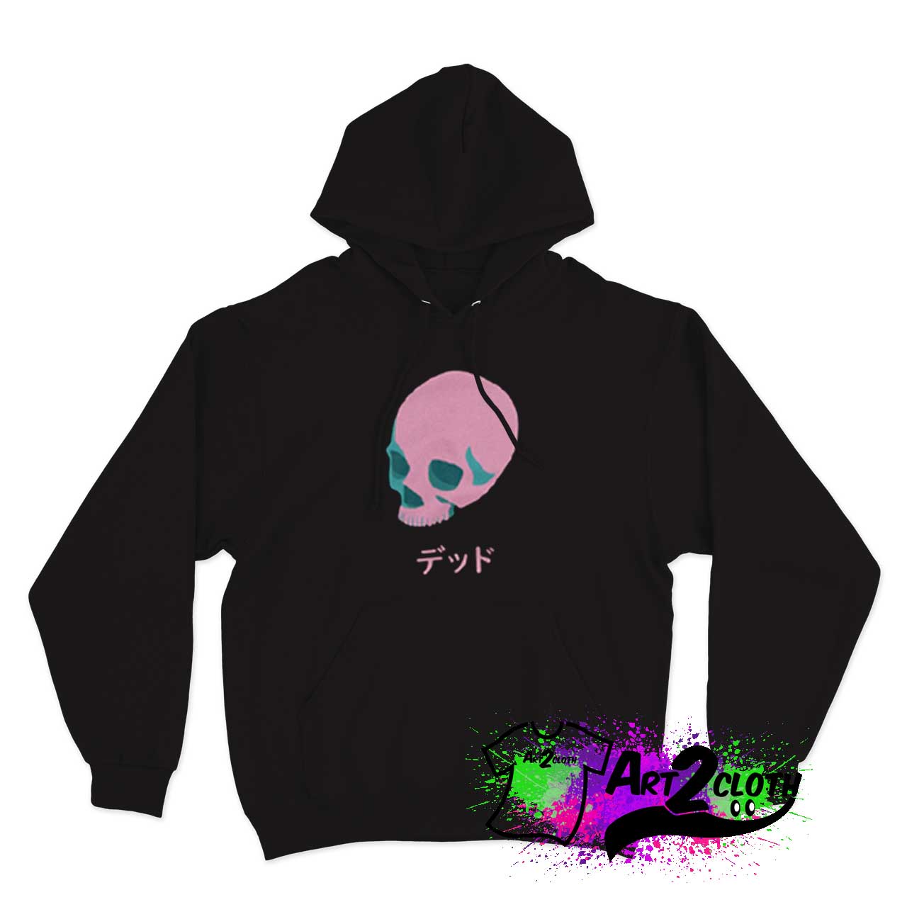 Vaporwave Pink Skull Hoodie