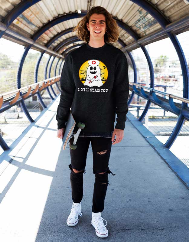 Nurse Ghost I Will Stab You Sweatshirt