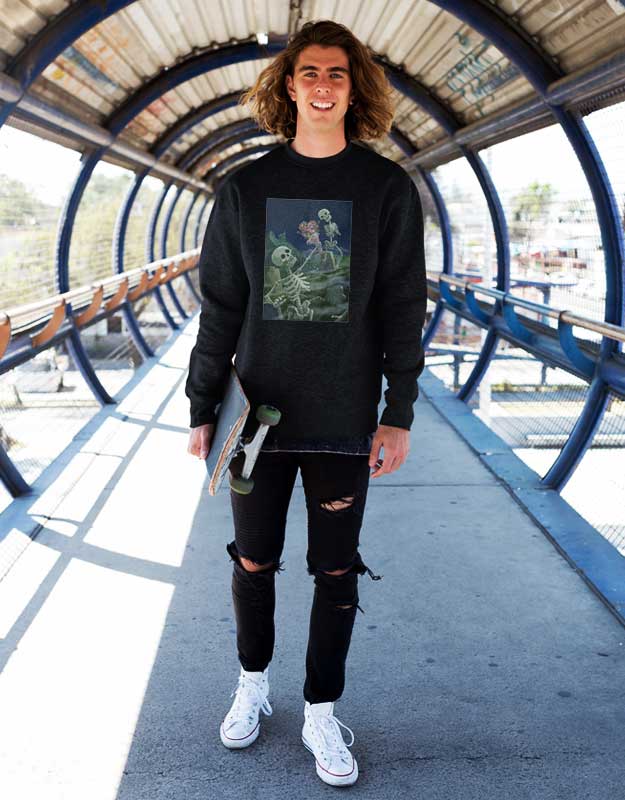 Romantic Skeleton In Graveyard Sweatshirt