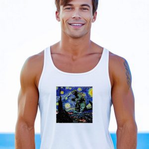 Godzilla Starry Night Van Gogh Tank Top