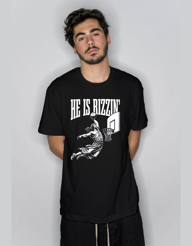 He Is Rizzin Funny Jesus Basketball Meme T Shirt